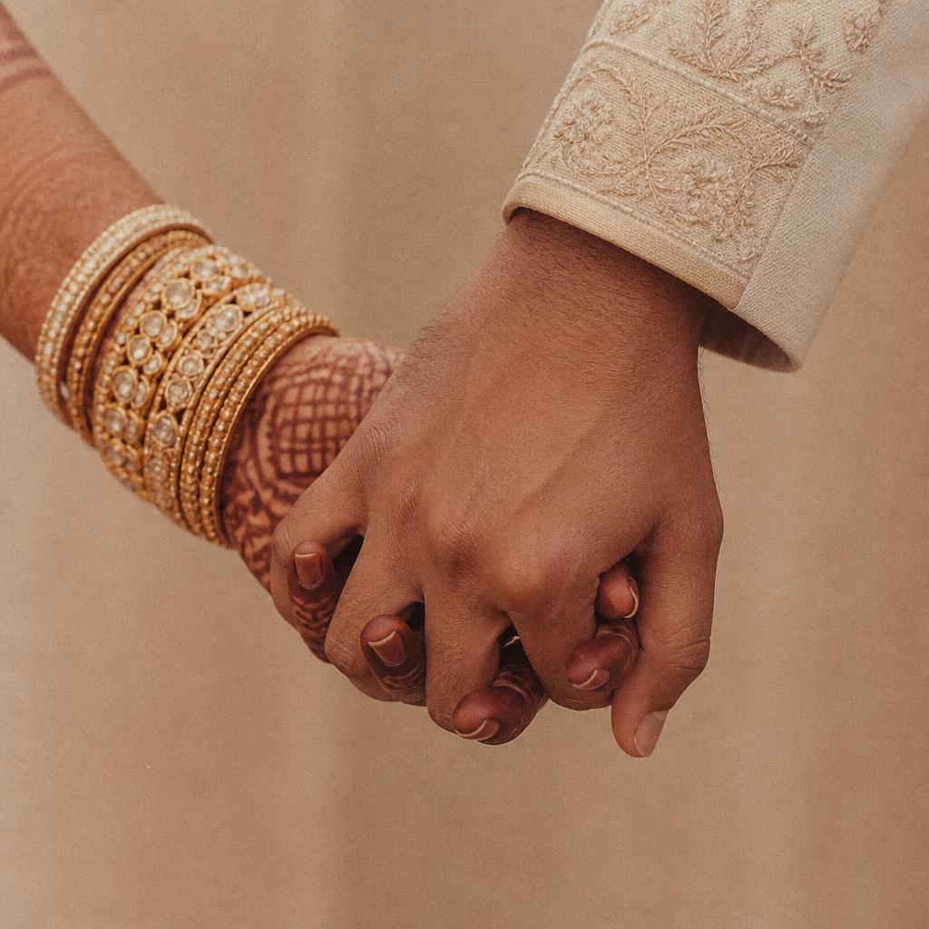 Couple holding hands